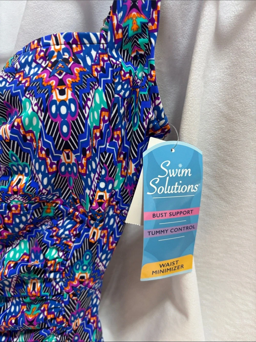 Swim Solutions multi color waist minimizer lined swimsuit NWT - Picture 2 of 10